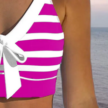 Charger l&#39;image dans la galerie, Women&#39;s Swimwear Bikini Normal Swimsuit 2 Piece Printing High Waisted Striped Light Blue Black Fuchsia Bathing Suits Sports Beach Wear Summer #9488499