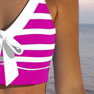 Women's Swimwear Bikini Normal Swimsuit 2 Piece Printing High Waisted Striped Light Blue Black Fuchsia Bathing Suits Sports Beach Wear Summer #9488499
