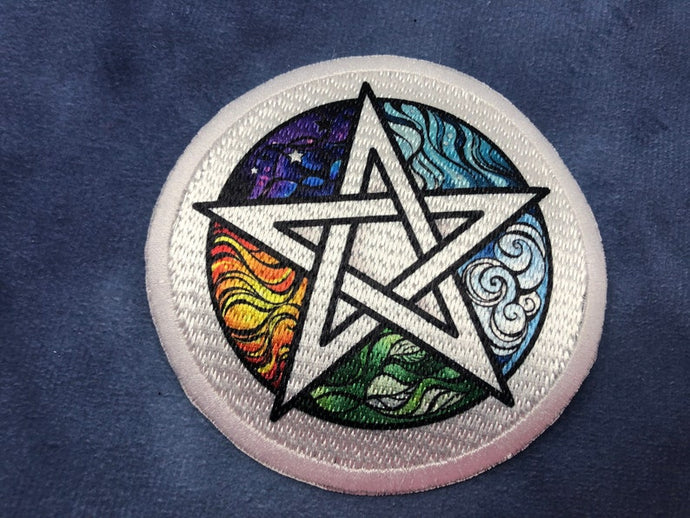 Bright and Colorful Pentagram with 5 Elements patch