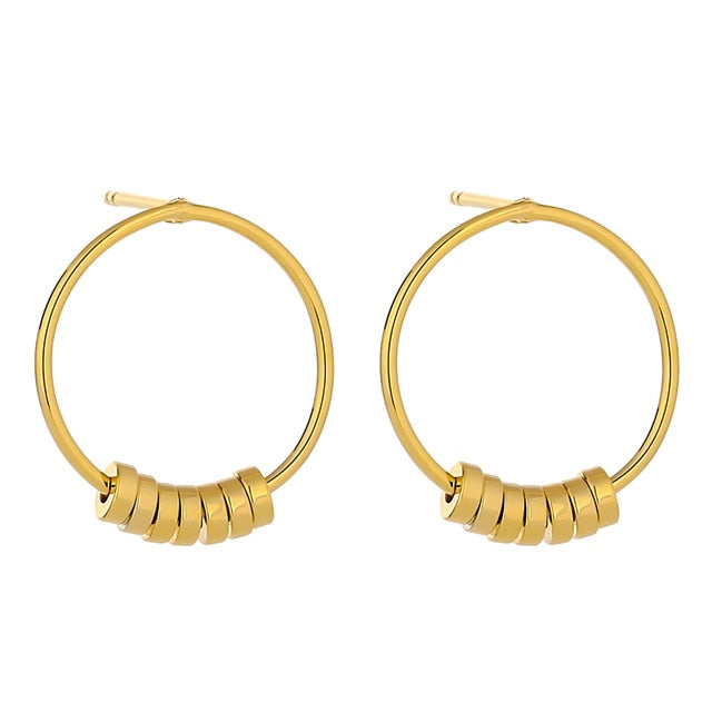 Yhpup Korean Round Hollow Stud Earrings Exquisite Geometric Gold Metal Earrings Jewelry Minimalist сережки Anniversary Gift 2020